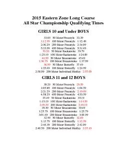 2015 Eastern Zone Long Course All Star Championship Qualifying Times G
