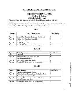 Unified Syllabus of Zoology for U.P.State Universities  (B.Sc. I, II,