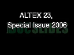ALTEX 23, Special Issue 2006