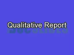 Qualitative Report