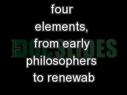 Comenius: four elements, from early philosophers to renewab