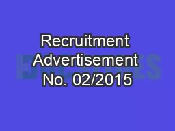 Recruitment Advertisement No. 02/2015