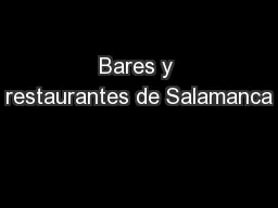 Bares y restaurantes de Salamanca
