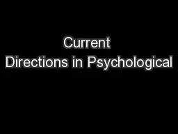 Current Directions in Psychological