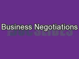 Business Negotiations