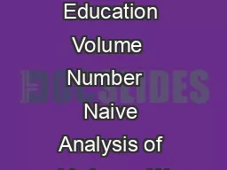 Journal of Statistics Education Volume  Number   Naive Analysis of Variance W