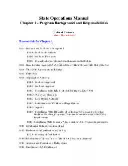 State Operations Manual Chapter  Program Background and Responsibilities Table of Contents