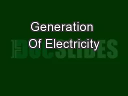 Generation Of Electricity