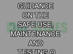 APPENDIX VI:  NERC GUIDANCE ON THE SAFE USE, MAINTENANCE AND TESTING O