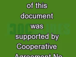 Development of this document was supported by Cooperative Agreement No