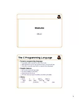 1ModulesCS 217The C Programming Language
