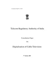 Consultation Paper on Digitalisation of Cable Television