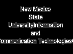 New Mexico State UniversityInformation and Communication TechnologiesC