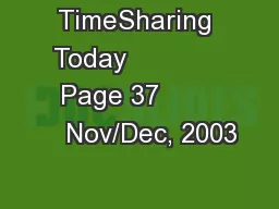 TimeSharing Today              Page 37            Nov/Dec, 2003