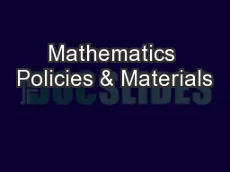 Mathematics Policies & Materials