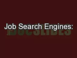 Job Search Engines: