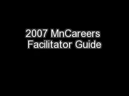 2007 MnCareers Facilitator Guide