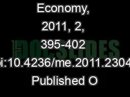 Modern Economy, 2011, 2, 395-402 doi:10.4236/me.2011.23043 Published O