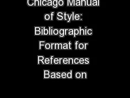 Chicago Manual of Style: Bibliographic Format for References Based on