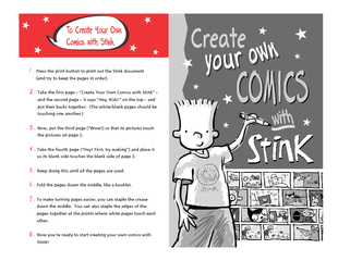 Stink loves to draw and create his own comic strips, and Just fill in