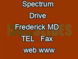 Spectrum Drive Frederick MD  TEL   Fax  web www