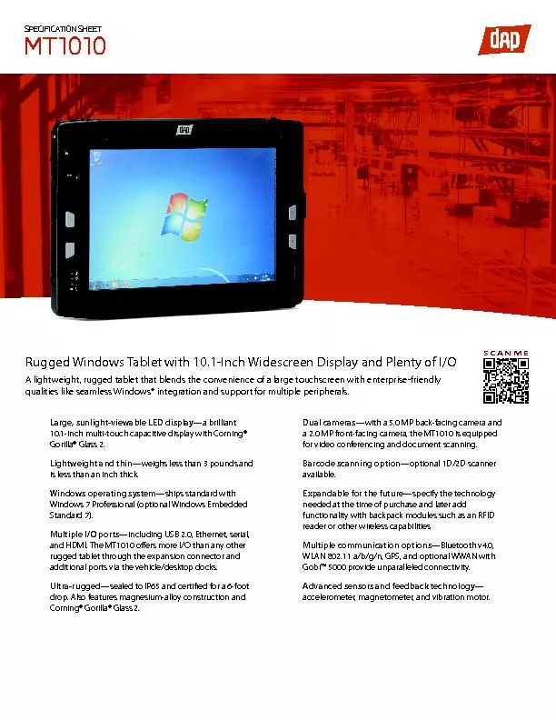 MT1010Rugged Windows Tablet with 10.1-Inch Widescreen Display and Plen