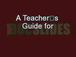 A Teacher’s Guide for