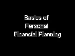 Basics of Personal Financial Planning