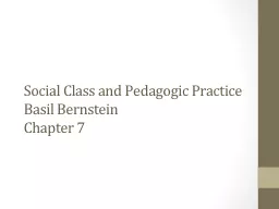 Social Class and Pedagogic Practice