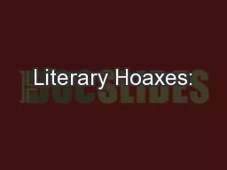 Literary Hoaxes: