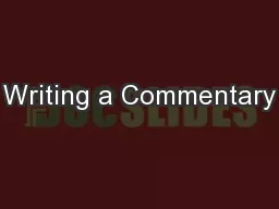 Writing a Commentary