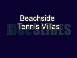 Beachside Tennis Villas