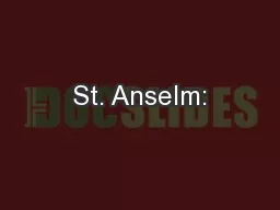 St. Anselm: