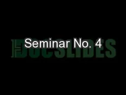 Seminar No. 4