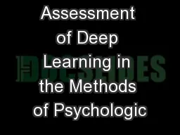 Assessment of Deep Learning in the Methods of Psychologic