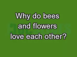 Why do bees and flowers love each other?