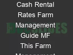 Land Economics   Revised January  Kansas Land Prices and Cash Rental Rates Farm Management