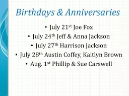 Birthdays & Anniversaries