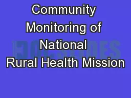 Community Monitoring of National Rural Health Mission