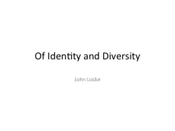 Of Identity and Diversity