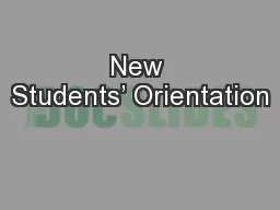 New Students’ Orientation