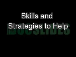 Skills and Strategies to Help