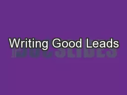 Writing Good Leads