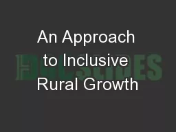 An Approach to Inclusive Rural Growth