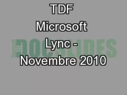 TDF Microsoft Lync - Novembre 2010