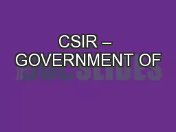 CSIR – GOVERNMENT OF