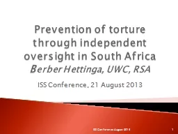 Prevention of torture through independent oversight in Sout