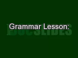 Grammar Lesson: