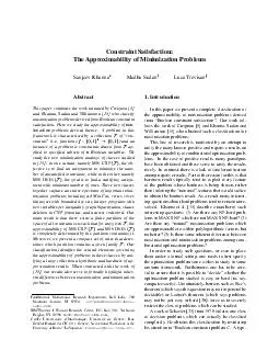 Constraint Satisfaction The Approximability of Minimization Problems Sanjeev Khanna Madhu
