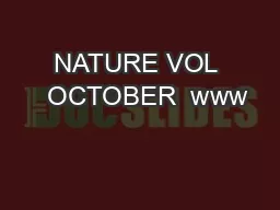NATURE VOL   OCTOBER  www